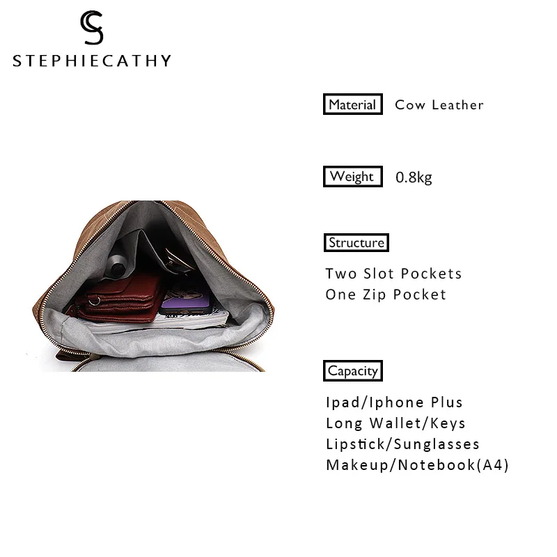 SC Brand Design Vintage Genuine Leather Backpack Women Travel Shoulder Bag Ladies Large Capacity Zip School Female knapsack | Багаж и