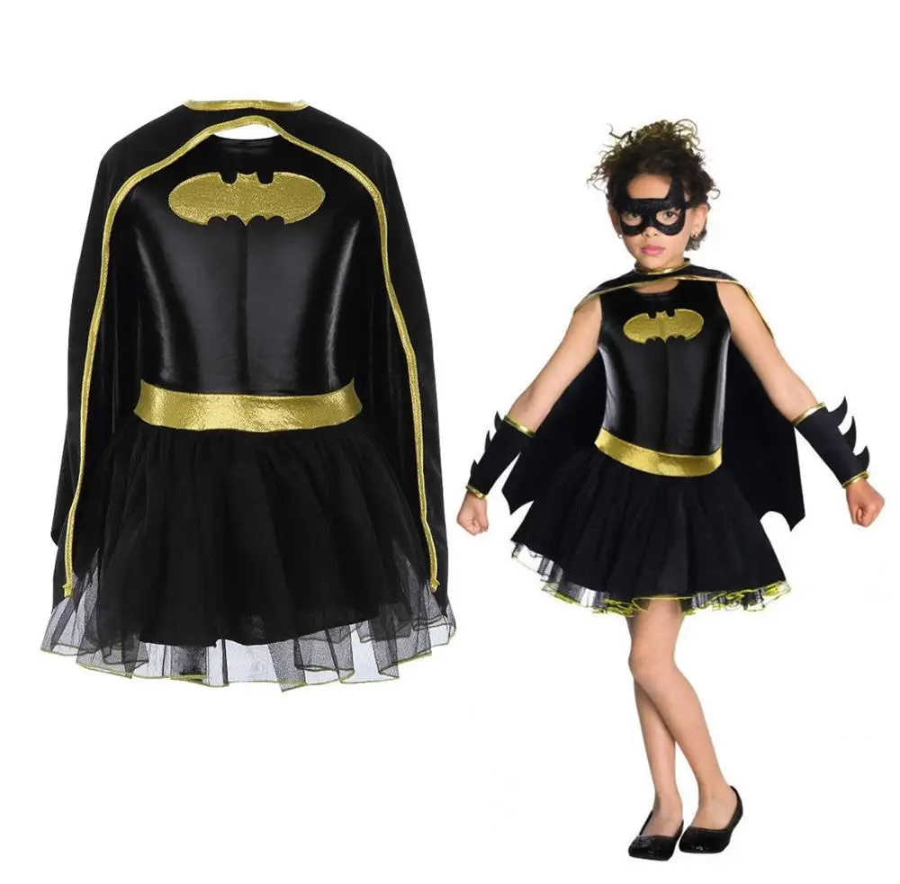 

Children Girls Bat man Batgirl Fancy Dress Tutu Superhero Cosplay Halloween Costume Outfits Comic Masquerade Evening Super man