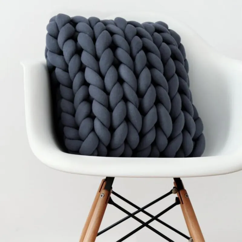 

Square Chunky Wool Pillow Handmade Knitting Cushions Nordic Braided Cushion For Kids Room Decoration Sofa Bed Throw Pillows