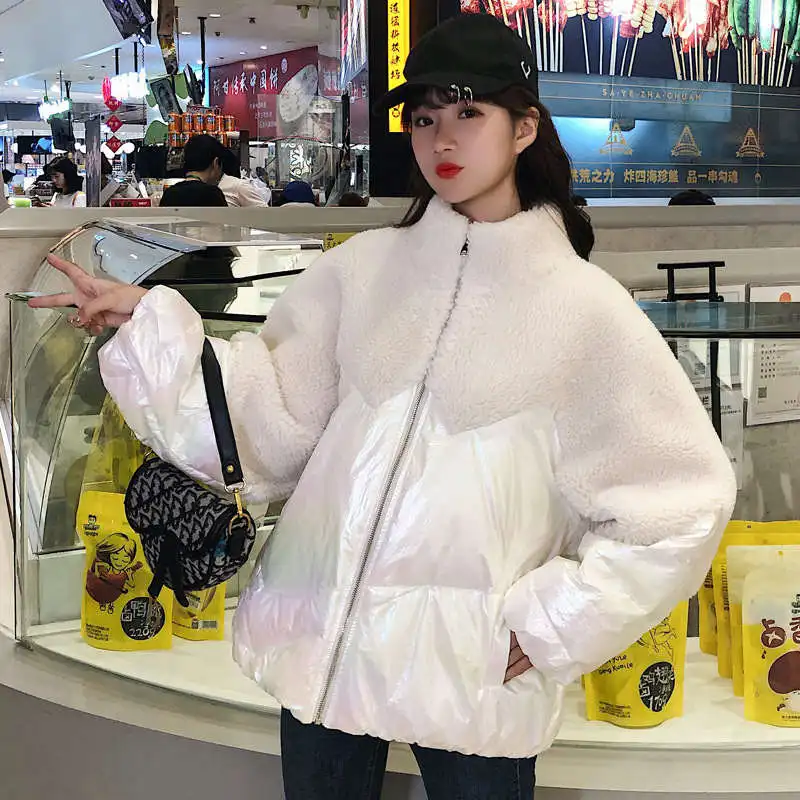 Зимняя женская куртка с воротником-стойкой короткие женские пальто из овечьей