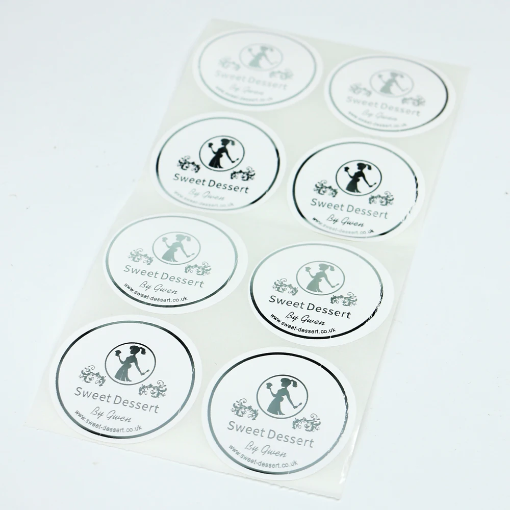 100 шт. серебряные наклейки s настроить прозрачные с логотипом Фольга клейкие