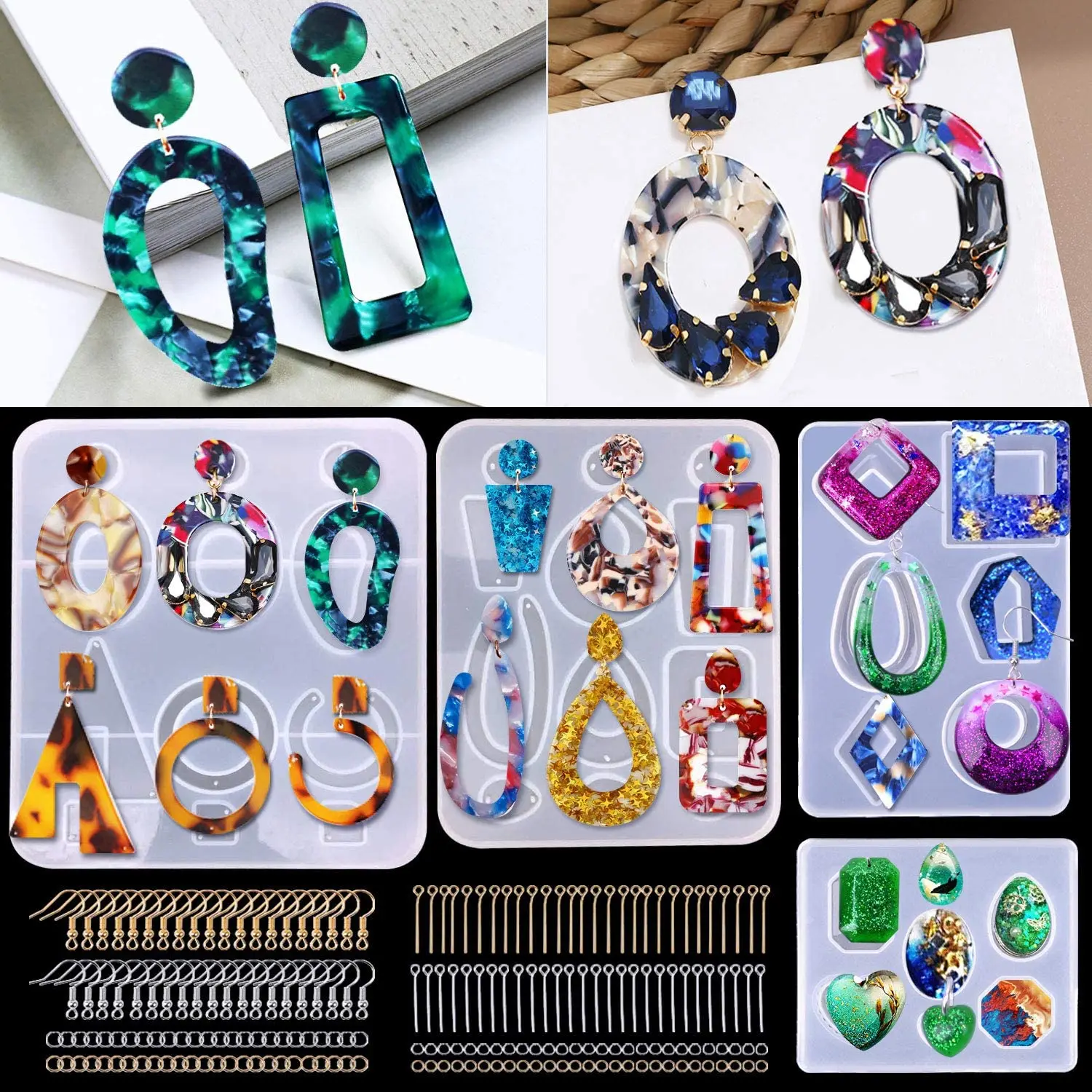 195 шт. литая серьга из силиконовой эпоксидной смолы для изготовления ювелирных