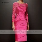 Lakshmigown; Robe de Mariage; Ярко-розовые Сатиновые Mother of the Свадебное платье для свадеб 2021 Винтаж кружевные аппликации Формальные Для женщин вечернее платье