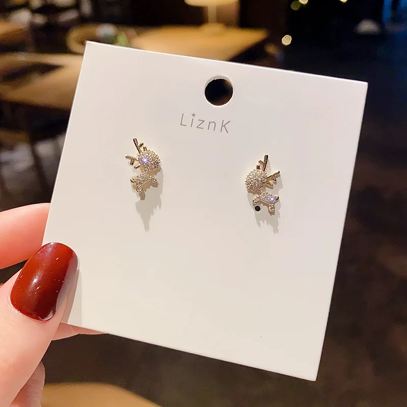 

Korean Fashion Retro Micro Inlaid Deer Earrings for Women Silver 925 Exquisite Girls Wedding Earrings Jewelry Accessories