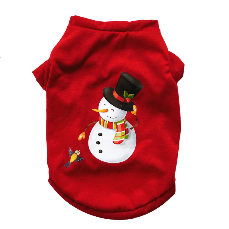 Red Snowman Рождественская Одежда для собак, мягкая рубашка для собак, жилет для щенков, костюм для собак Санта Клауса, костюм для собак, кошек, маленьких собак, пальто для чихуахуа, одежда для Йоркцев - Цвет: Red Snowman
