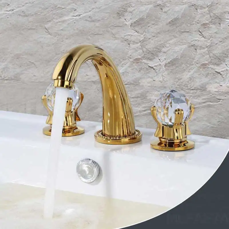 Коммерческая раковина для ванной смеситель с 3 отверстиями и двумя ручками