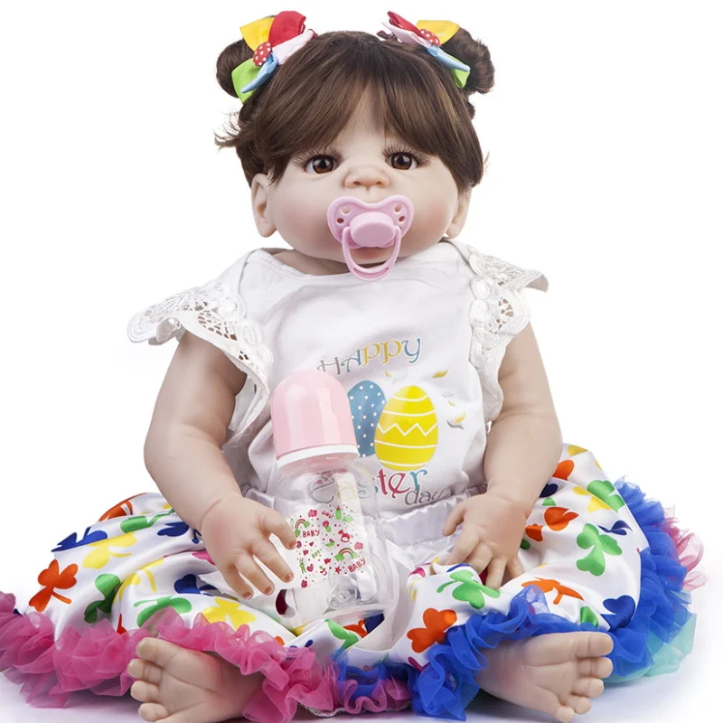 Силиконовые куклы реборн 55 см милая кукла младенец для девочек настоящая мягкая