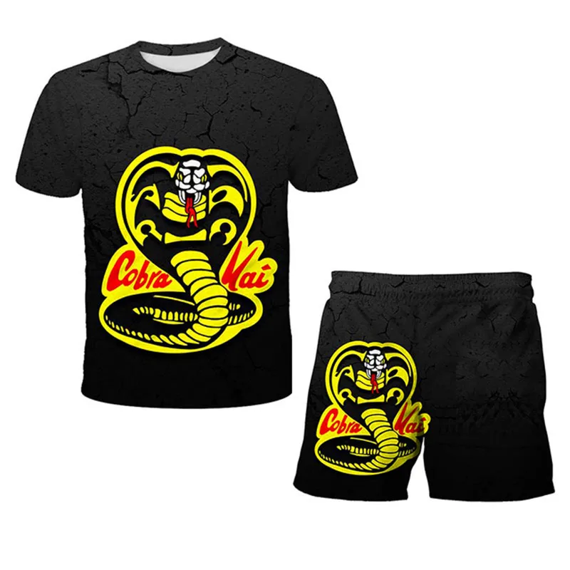 

Sports Suit For Boys Cobra Kai 2pcs Set Children's Suit Cotton Print T-Shirts + Pants Boys Kids Sportswear Tracksuit clothing