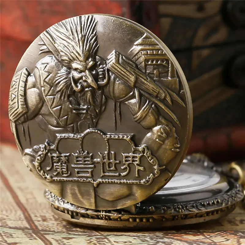 WOW World of Warcraft карманные часы для мужчин Античная бронза кварц ожерелье кулон мужские часы лучшие подарки часы мужские Relogio De Bolso