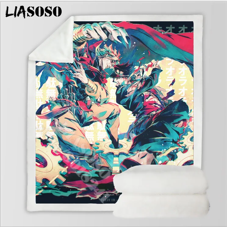 3D принт JoJo странное приключение Kujo Jotaro одеяло флисовое подростковое