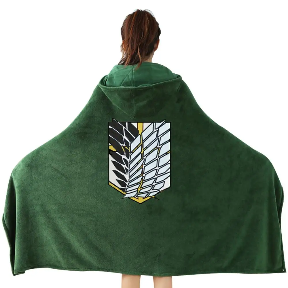 

Attack on Titan Blanket Cloak Shingeki No Kyojin Survey Corps Cloak Cape Flannel Cosplay Hoodie