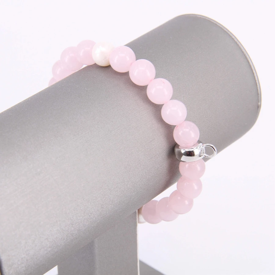 Томас 8 мм розовый кварцевый кристалл Браслеты с бисером шармом романтический