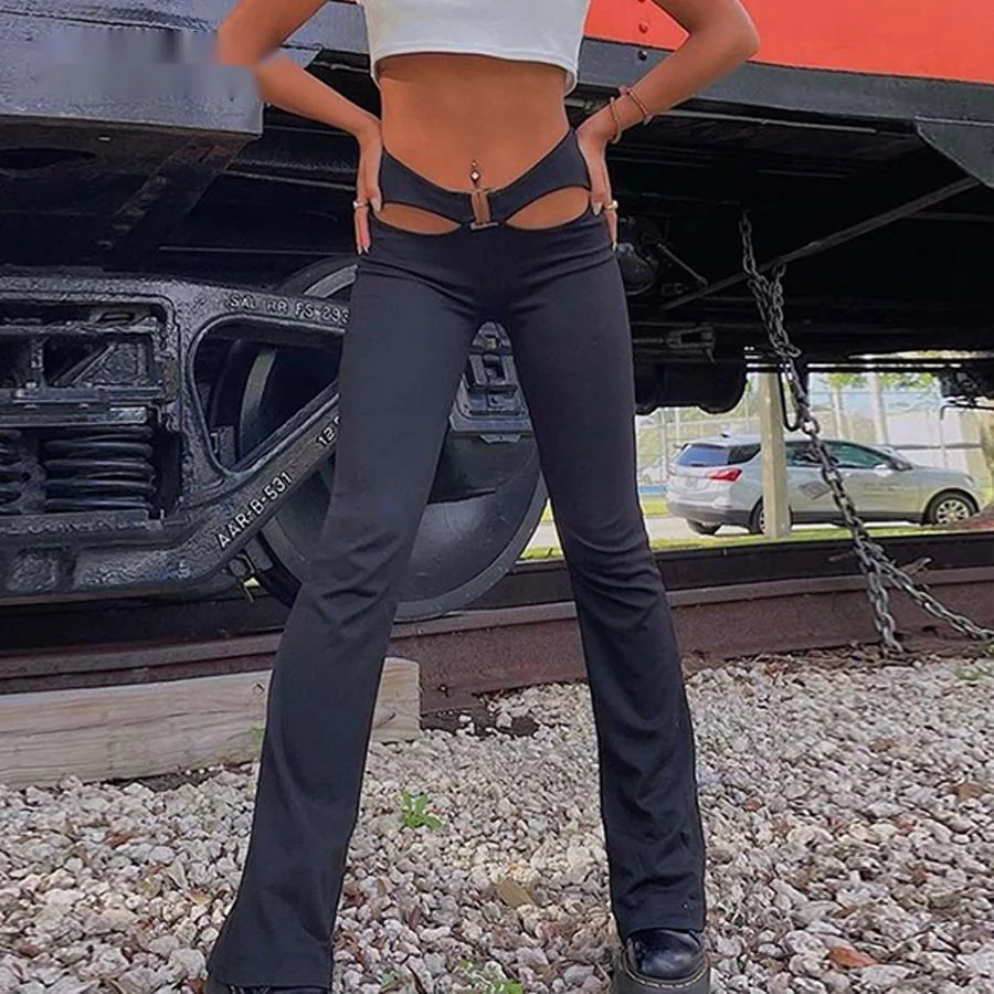 

Брюки женские с заниженной талией и вырезами, в стиле Харадзюку