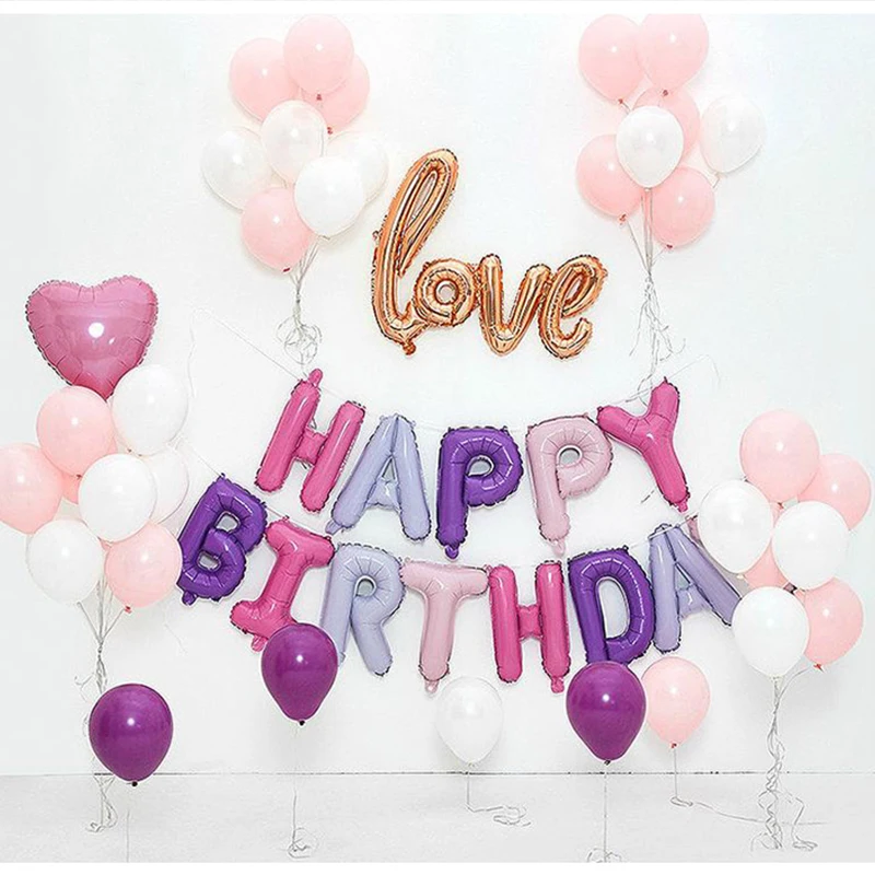 1 комплект 16 дюймов happy birthday Алфавит баннер алюминий шарик из фольги в форме розы