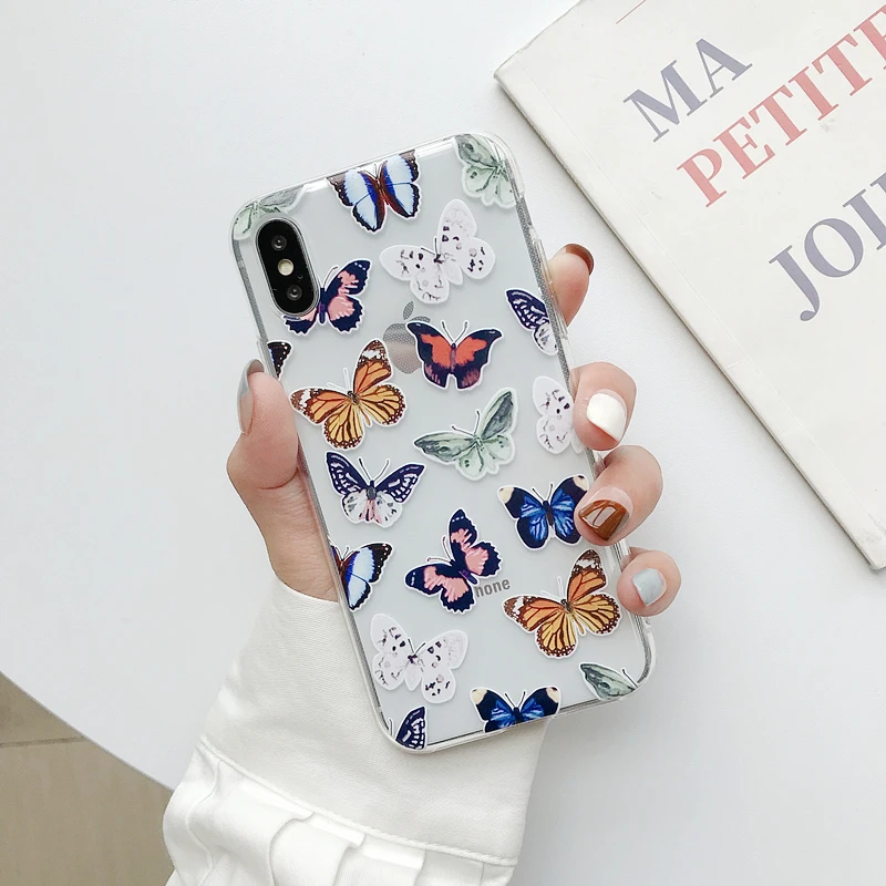 Мягкий ТПУ чехол s для iphone XR X XS Max 6 6S 7 8 Plus 11 11Pro Max простой милый чехол для телефона с рисунком бабочки Омаров