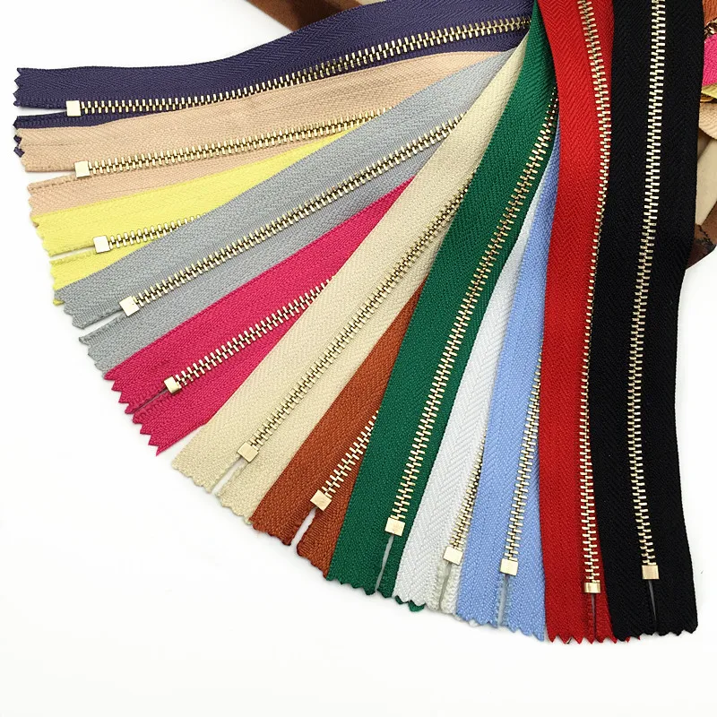 

20pcs/lot 3# gold beautiful metal zipper close end for dress skirt pants DIY handbag sewing accessories sew in with closure