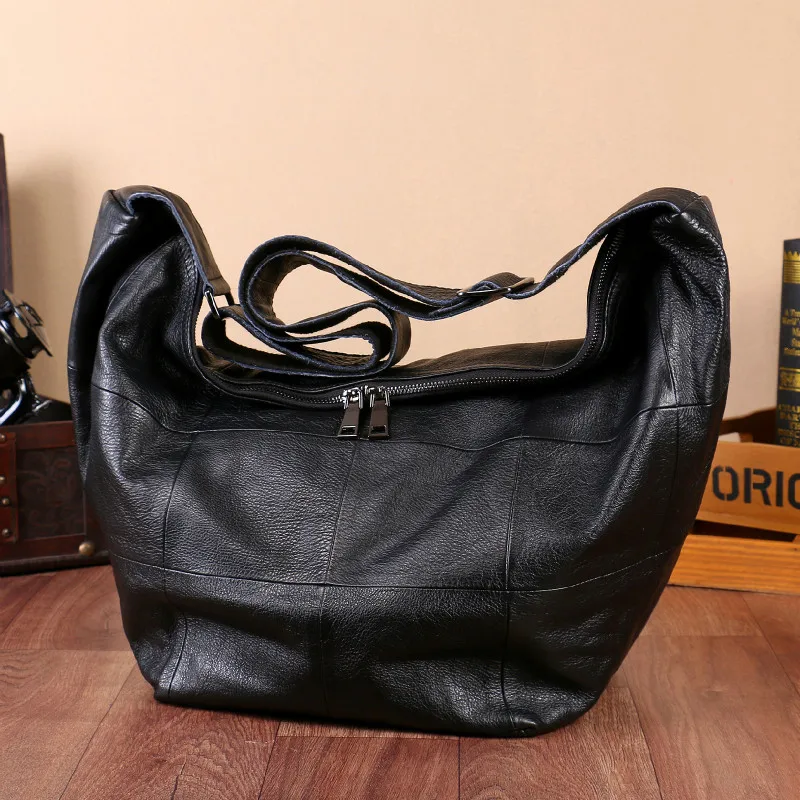 

Large Fashion Hobos New Natural Cowskin Soft Leather Women's Crossbody Bag Real Cowhide Shoulder Bag Ladies Messenger Bags