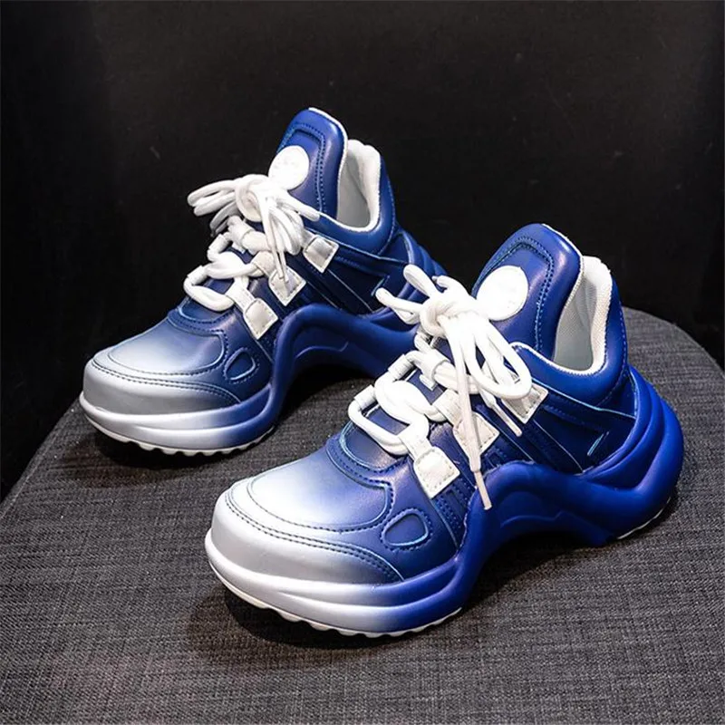 

Women Leather Sports Comfortable Walking Shoes Increased Platform Tenis Casual Shoes Fashion Chunky Student walking shoes