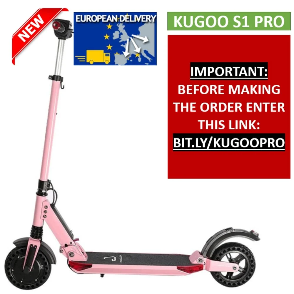[EU] KUGOO S1 складной электрический скутер для взрослых 30 км, минус 30 км/ч, ЖК-дисплей Дисплей e скутер M365 умный Скутер PK Ninebot - Цвет: Pink