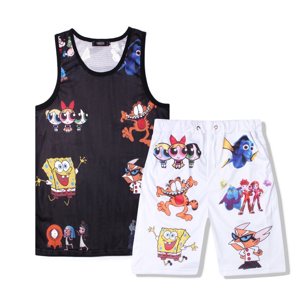 Костюм мужской летний из майки и шортов с мультяшным принтом |