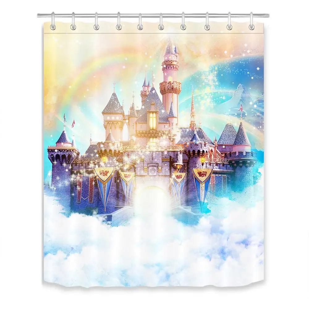 Сказочная занавеска для душа с героями мультфильмов водонепроницаемая из