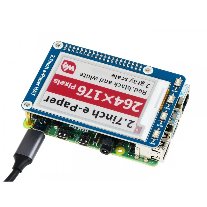 Дисплей E Ink Waveshare 2 7 дюйма для Raspberry Pi 2B/3B/3B +/Zero W красный/черный/белый три цвета