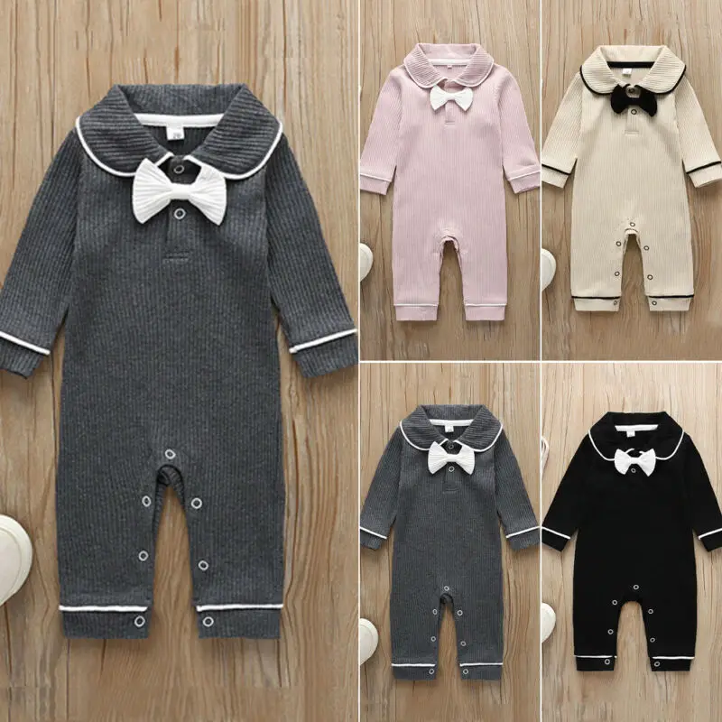 Комбинезон с длинным рукавом для новорожденных и маленьких мальчиков девочек