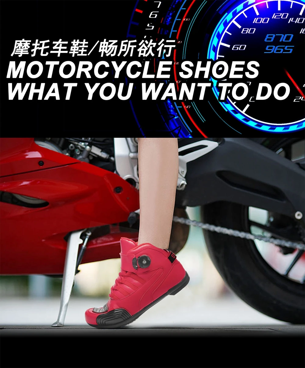 Motorcycle Men Boots Motorbike Riding Breathable Boots Microfiber Leather Racing Protector Summer Shoes Waterproof Red enlarge