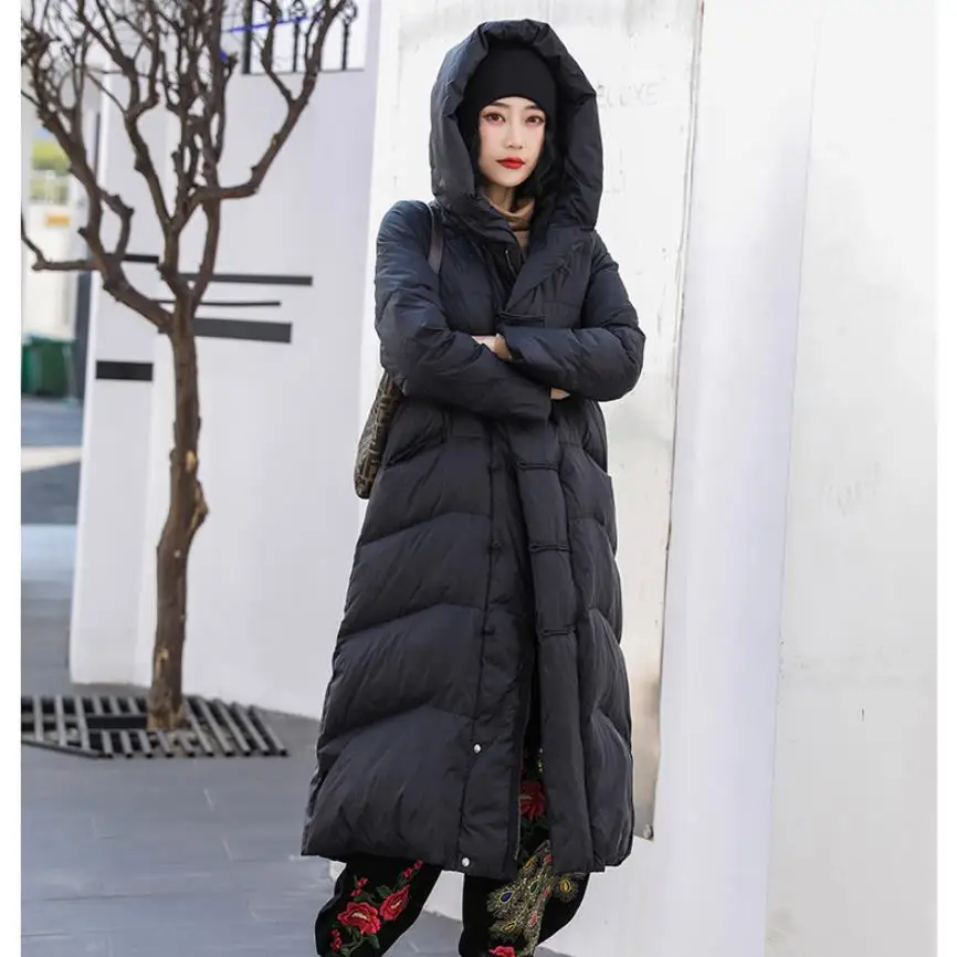 

Женское длинное пальто на утином пуху, теплая парка с капюшоном, пуховое пальто с подкладкой и бахромой, модель F2286 на зиму