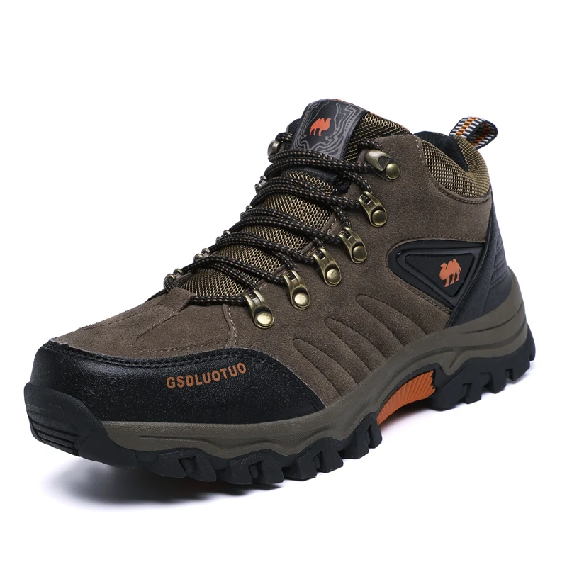 brown Chiang Men High-top Comfortable boots Casual Brand Warm Hiking Sneakers For Winter Outdoor Sports High-Quality Work Shoes - Цвет: brown