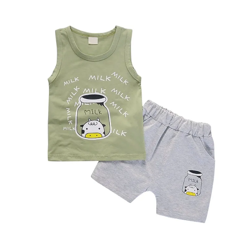 Casual Toddler Outfits Baby Boy Summer Clothes Newborn Boy Clothing Set Sports T-shirt+ Shorts Suits Leaves Print Clothes - Цвет: SZ0569-G