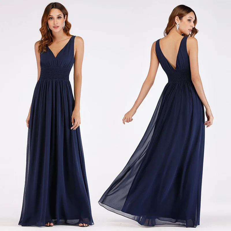 Сексуальное вечернее платье без рукавов с v-образным вырезом Длинные вечерние