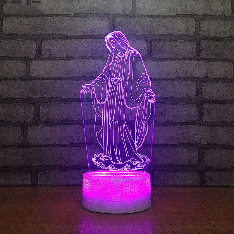 Blessed Virgin Mary 7 цветов светодиодный ночник для детей сенсорный Usb стол Lampara Lampe