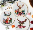 Набор для вышивания лося Famaily, сделай сам, рукоделие, цветок с оленем, рукоделие для начинающих, вышивка крестиком, искусство (с кольцом)