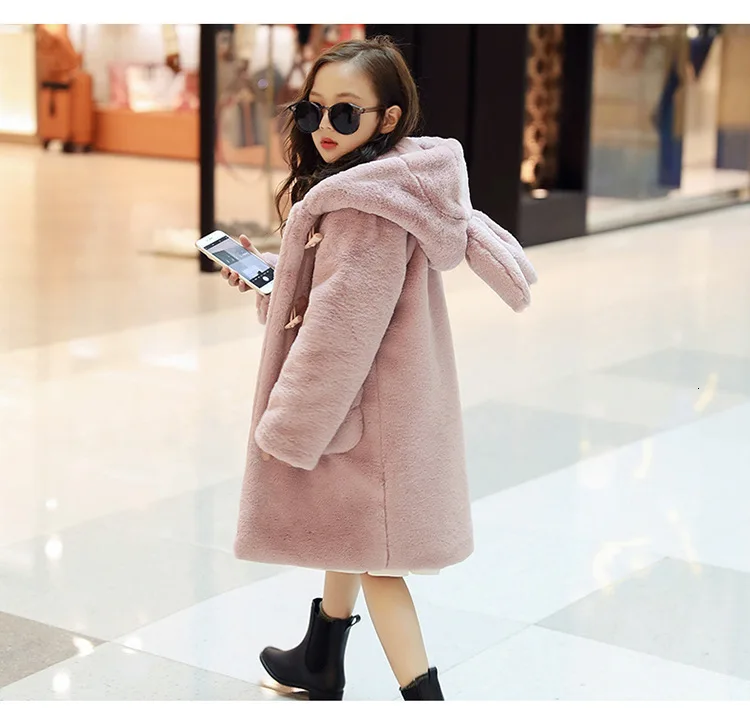 30 degrees Children Baby girl clothing Winter Thicken Parka Kids Faux Fur Hooded Coat Plus velvet Jackets clothes snowsuit