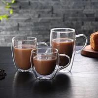 double wall glass cup with handle coffee mugs heat resistant transparant tea cup espresso mug beer cocktail vodka wine glass