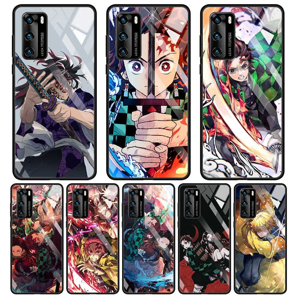 

Tempered Glass Case For Huawei P30 P40 P20 P10 Lite Pro Plus 5G P Smart Z 2019 2020 2021 Cover Phone Shell Demon Slayer