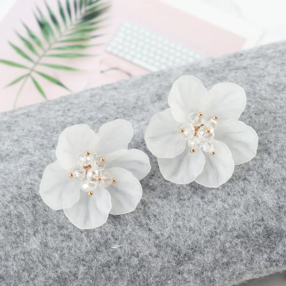 Женские серьги-гвоздики в форме цветка элегантные красивые серьги с кристаллами