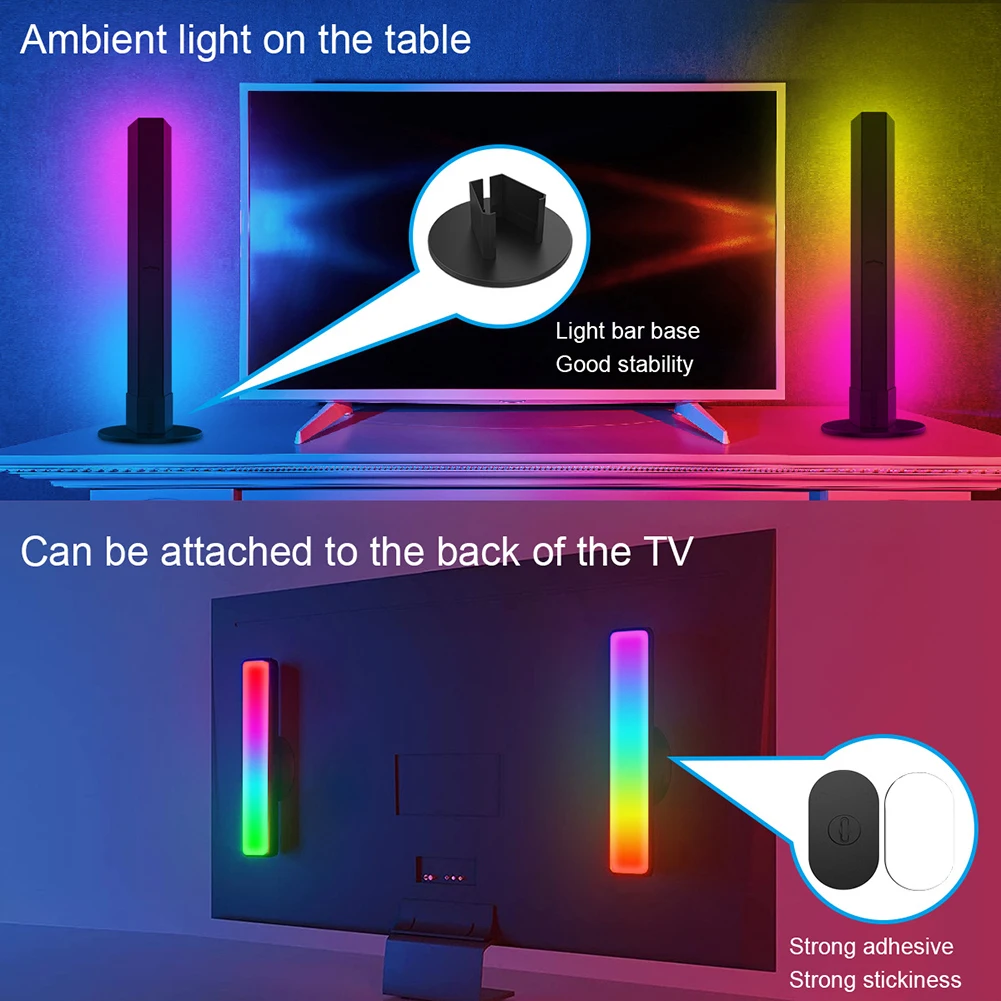 

2 Sets 470lm Colorful LED Pickup Rhythm Night Light Strip Bluetooth-compatible APP Remote for Party Gaming Computer TV Decor