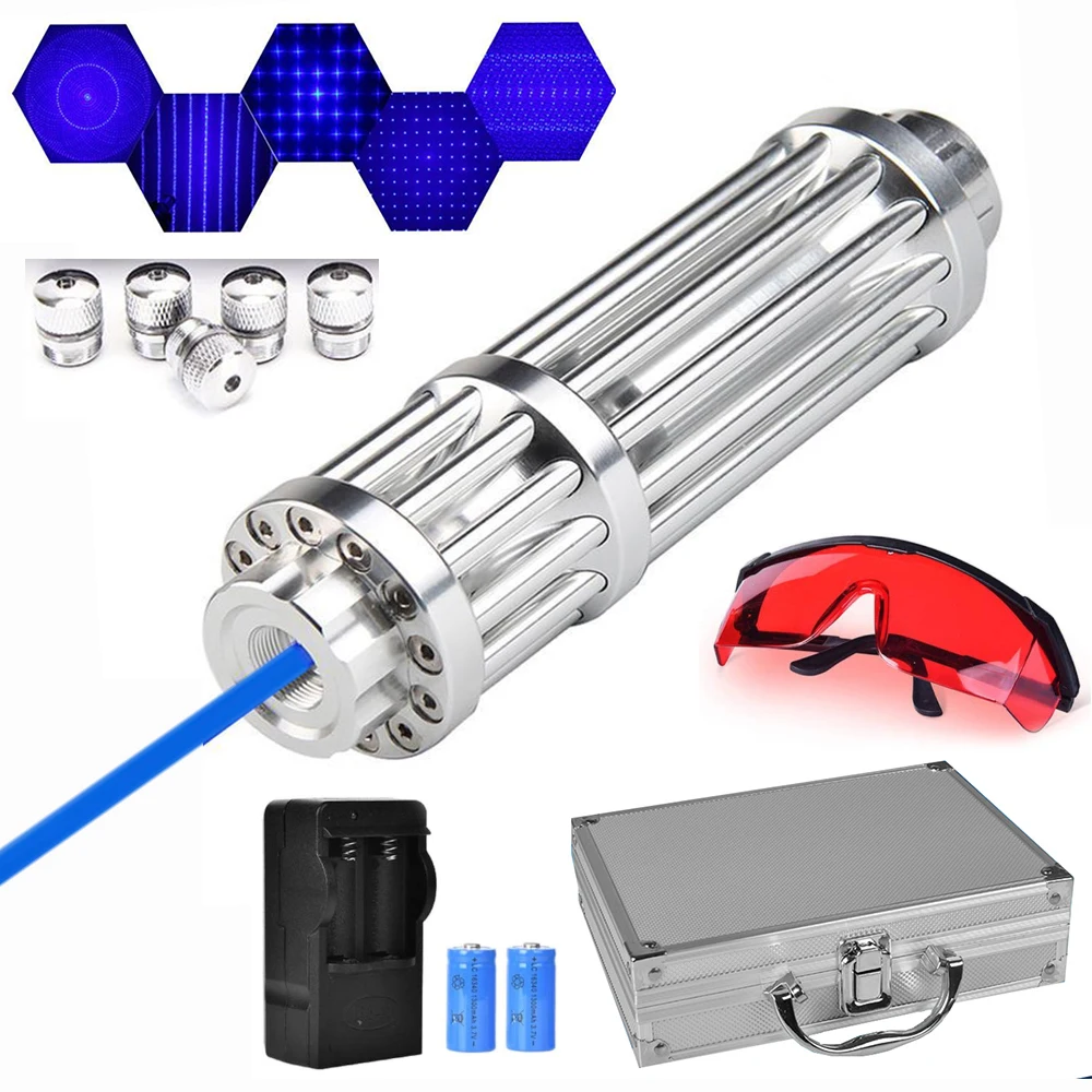 

Powerful blue laser flashlight 450nm ultra-long radiation 10000m adjustable focus laser sight burning cigar/match/candle
