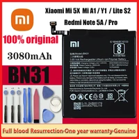 xiaomi original battery bn31 for xiaomi mi 5x mi5x redmi note 5a note 5a promi a1 redmi y1 lite s2 3080mah with free tools