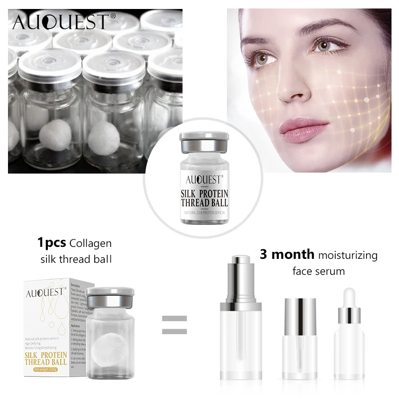 AuQuest шелковая протеиновая нить шарик Коллаген Сыворотка для лица растворение