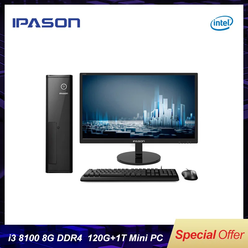 IPASON по низкой цене, игровой ПК Intel i3 i5 Windows10 Barebone Системы DDR4 8G Оперативная память 240G SSD ПВТ Вай-Фай HDMI безвентиляторный мини-ПК