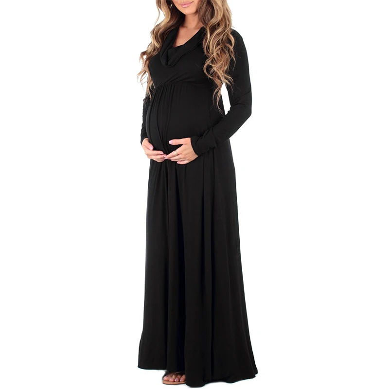 

Maternity Long Dress Women Ruffle Stretchy long sleeve Maxi Dress Off Shoulder Pregnancy clothes for pregnant women 2021