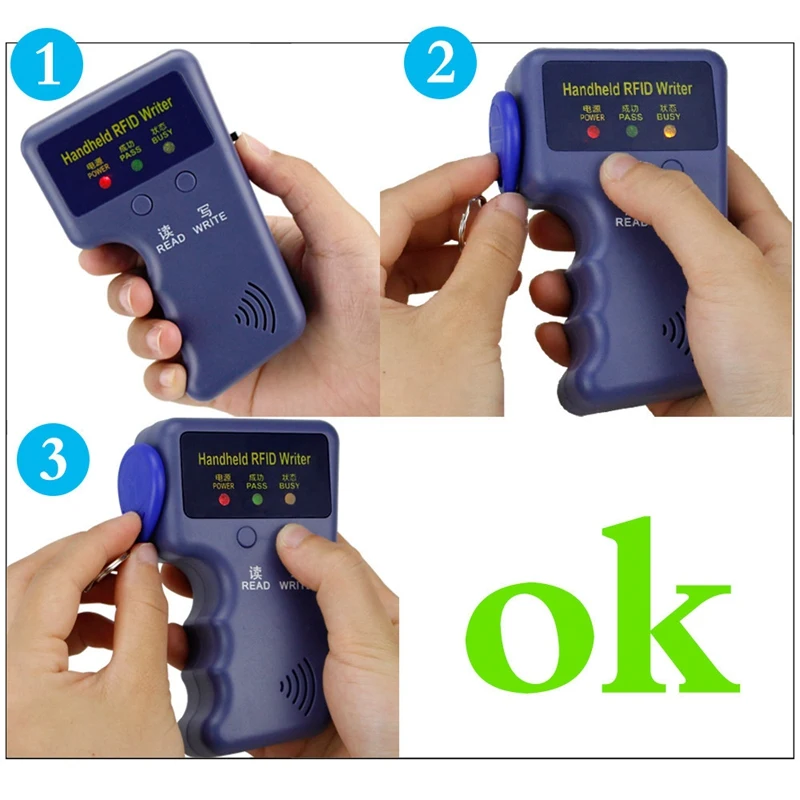 

Handheld 125Khz RFID Duplicator Key Copier Reader Writer ID Card Cloner Programmer Reader Match with 10 Keys Access Card Replica