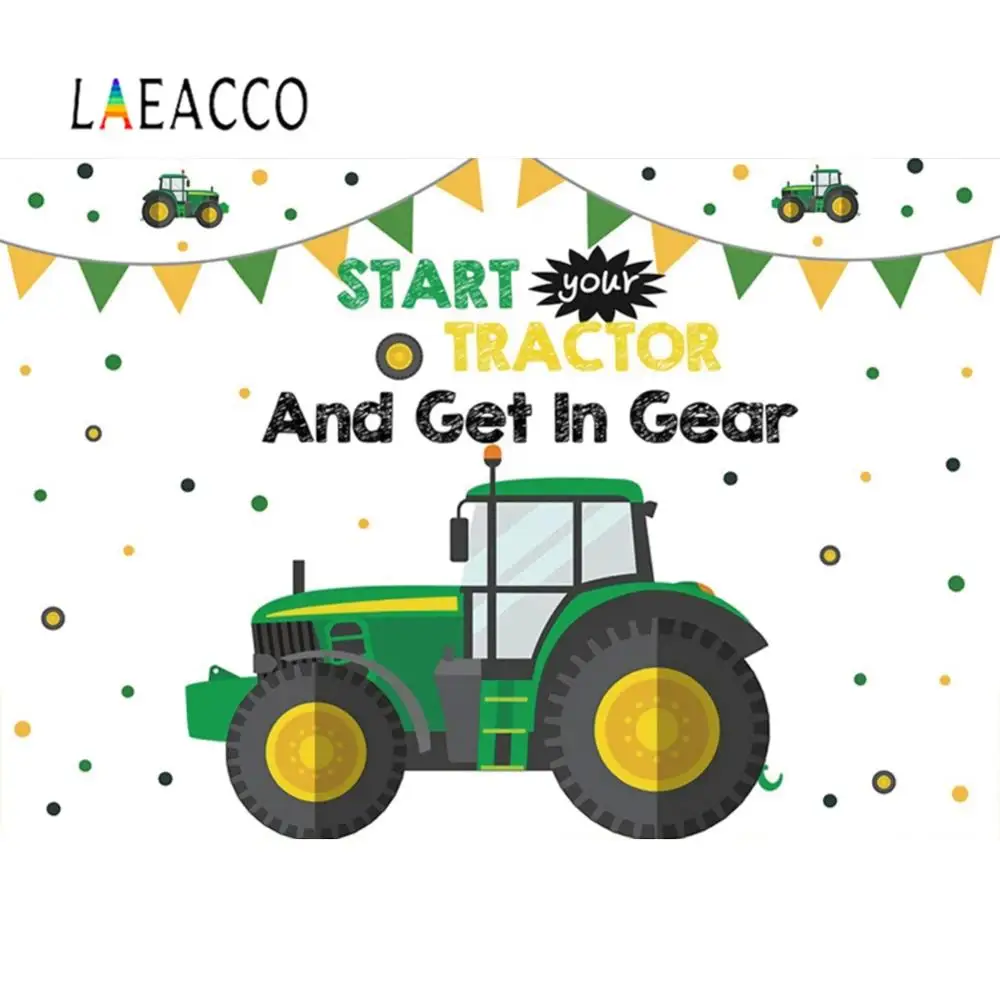 Фотофон детский мультяшный трактор флаг день рождения индивидуальный постер