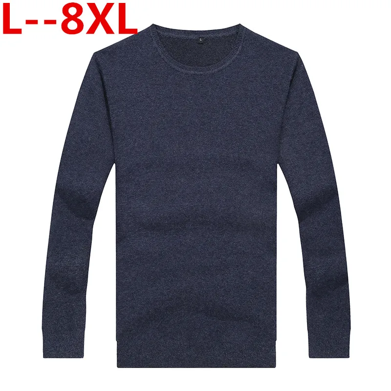 Autumn 8XL 6XL 5XL New Winter Mens Pullover Sweaters Cotton Casual O Neck Sweater Thin Male Knitwear Jumpers Top