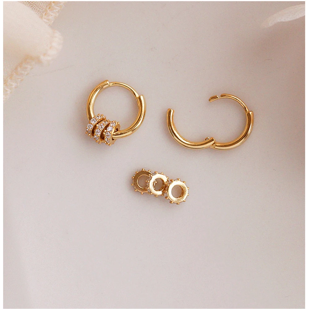 

New Exquisite Inlay Earrings Small Circular Geometric Elegant Women Jewelry Gifts