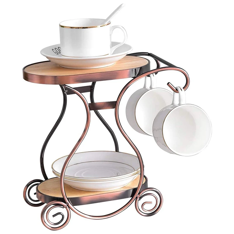 

Coffee Mug Holder,Teacup Storage Rack,Drying Display Rack,Coffee Bar Accessory Coffee Cup Holder with 2 Hooks Coffee Cup