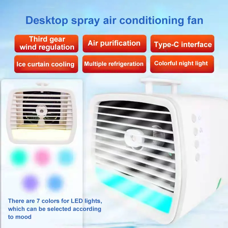 

Умный вентилятор воздушного охладителя воды Настольный кондиционер ночной Светильник водяного охлаждения Вентилятор увлажнителя воздуха...